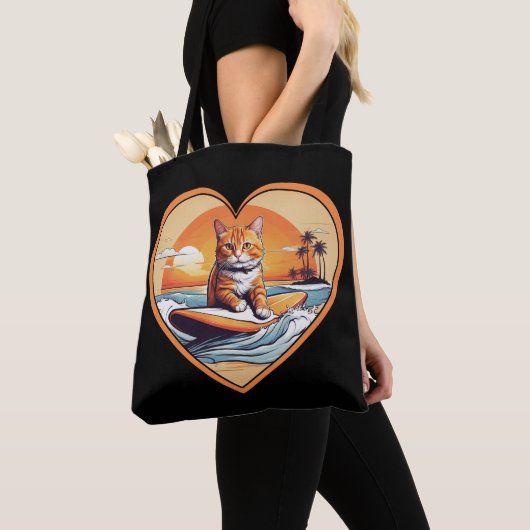 Oranje Tabby Surfkat Tote Bag (Dichtbij)