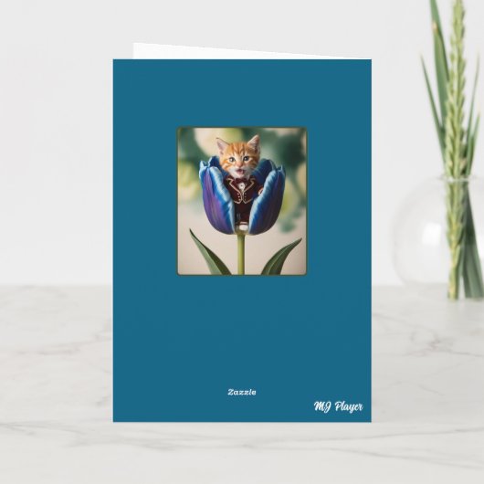 Oranje tabby tulp kaart (Achterkant)