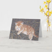 Oranje Tabby Verwilderde Kitten Kaart (Gele Bloem)