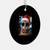 Oranje Tabbykat Kerstmis met Sterrennacht Keramisch Ornament (Rechts)