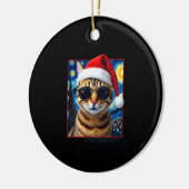 Oranje Tabbykat Kerstmis met Sterrennacht Keramisch Ornament (Links)