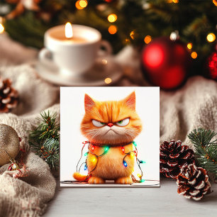 Oranje Tabby's Vakantie Drama Kerstkaart