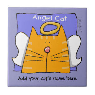 Oranje tablet Cat Angel personaliseren Tegeltje