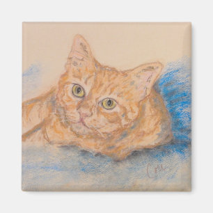 Oranje tablet Cat Art Magnet