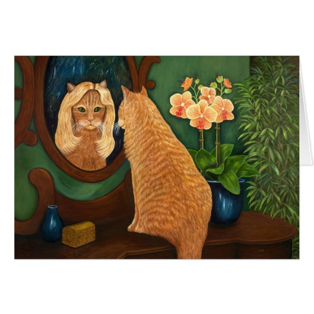 Oranje tablet Cat en Mirror (Voorkant Horizontaal)