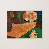 Oranje tablet Cat en Mirror Legpuzzel (Horizontaal)