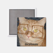 Oranje tablet Cat/Incognito Humor Magneet (Voorkant / Achterkant)