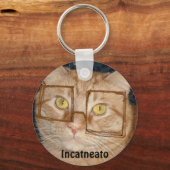 Oranje tablet Cat/Incognito Humor Sleutelhanger (Voorkant)