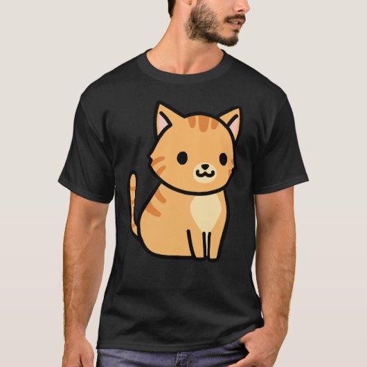 Oranje tablet Cat Sticker T-shirt (Voorkant)