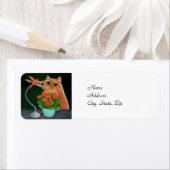 Oranje tablet en dragonfly etiket (Insitu)