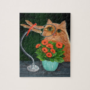 Oranje tablet en dragonfly legpuzzel