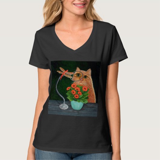 Oranje tablet en dragonfly t-shirt (Voorkant)