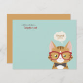 Oranje tablet Hipster Cat Dank je Kaart (Voorkant / Achterkant)