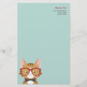 Oranje tablet Hipster Cat Kinder Stationery Briefpapier (Voorkant)