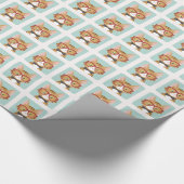 Oranje tablet Hipster Cat Pattern Cadeaupapier (Hoek)