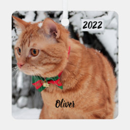 Oranje tablet in de sneeuw metalen ornament