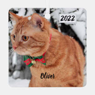 Oranje tablet in de sneeuw metalen ornament