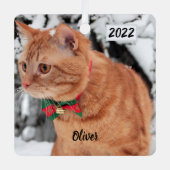 Oranje tablet in de sneeuw metalen ornament (Voorkant)