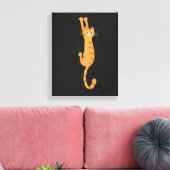 Oranje tablet ingeschakeld | Funny Striped Cat Canvas Afdruk (Insitu (Woonkamer))