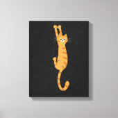 Oranje tablet ingeschakeld | Funny Striped Cat Canvas Afdruk (Voorkant)