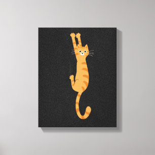 Oranje tablet ingeschakeld   Funny Striped Cat Canvas Afdruk