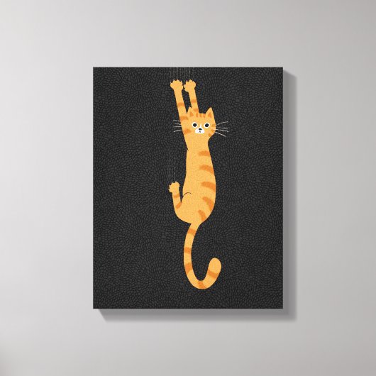 Oranje tablet ingeschakeld | Funny Striped Cat Canvas Afdruk (Voorkant)