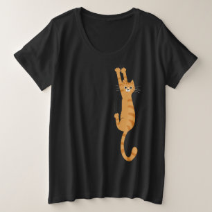 Oranje tablet ingeschakeld Funny Striped Cat Grote Maat T-shirt
