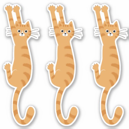 Oranje tablet ingeschakeld | Funny Striped Cat Sticker (Voorkant)