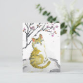 Oranje tablet Kat Afsluiten Briefkaart (Staand voorkant)