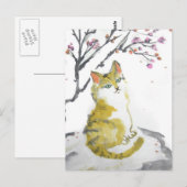 Oranje tablet Kat Afsluiten Briefkaart (Voorkant / Achterkant)