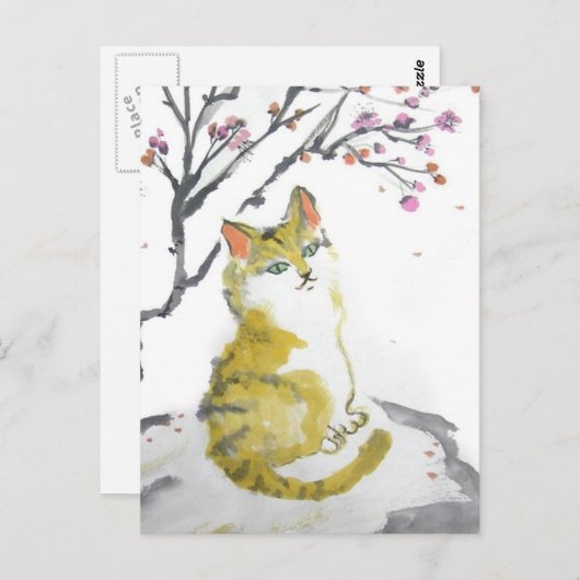 Oranje tablet Kat Afsluiten Briefkaart (Voorkant / Achterkant)