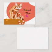 Oranje tablet Kat Hartelijk dank Notitiekaartje (Voorkant / Achterkant)