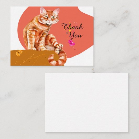 Oranje tablet Kat Hartelijk dank Notitiekaartje (Voorkant / Achterkant)