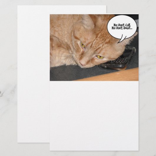 Oranje tablet Kat Ontbrekend u Briefpapier (Voorkant / Achterkant)