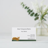 Oranje tablet Kat op groen omheining Visitekaartje (Staand voorkant)