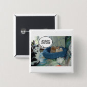 Oranje tablet Kitty Cat Vierkante Button 5,1 Cm (Voorkant /achterkant)