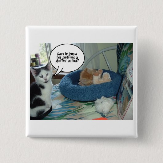 Oranje tablet Kitty Cat Vierkante Button 5,1 Cm (Voorkant)