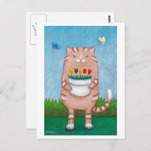 Oranje tablet met bloemen Briefkaart (Voorkant / Achterkant)