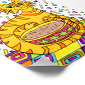 Oranje tablet met Cappuccino Mini Folk Art Poster (Hoek)