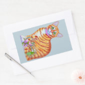 Oranje tablet met dansende muis voorzijde rechthoekige sticker (Envelop)