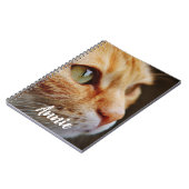 Oranje tablet met groene ogen Aangepast Notitieboek (Linkerzijde)