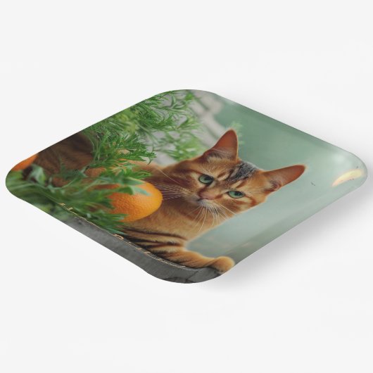 Oranje tablet papieren bordje (Gebogen)