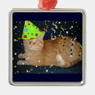 Oranje tablet van Birthday Party Metalen Ornament