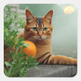 Oranje tablet vierkante sticker