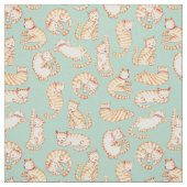 Oranje tabletkatten geïllustreerd patroon stof (Swatch)