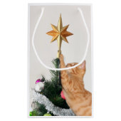 Oranje tafelblad en kerstster klein cadeauzakje (Achterkant)