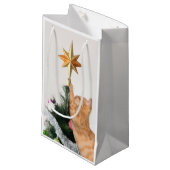 Oranje tafelblad en kerstster klein cadeauzakje (Voorkant Gekanteld)