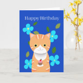 Oranje tafeltje Kat met kakkerbroeken Kaart (Gele Bloem)