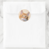 Oranje tafeltje kitten ronde sticker (Tas)