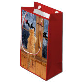 Oranje tafeltje met rode stip kerstmis klein cadeauzakje (Achterkant Gekanteld)